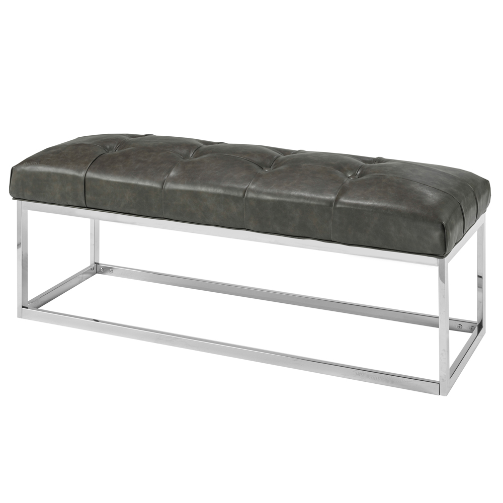 Modern Condo Bench: Grey Leatherette